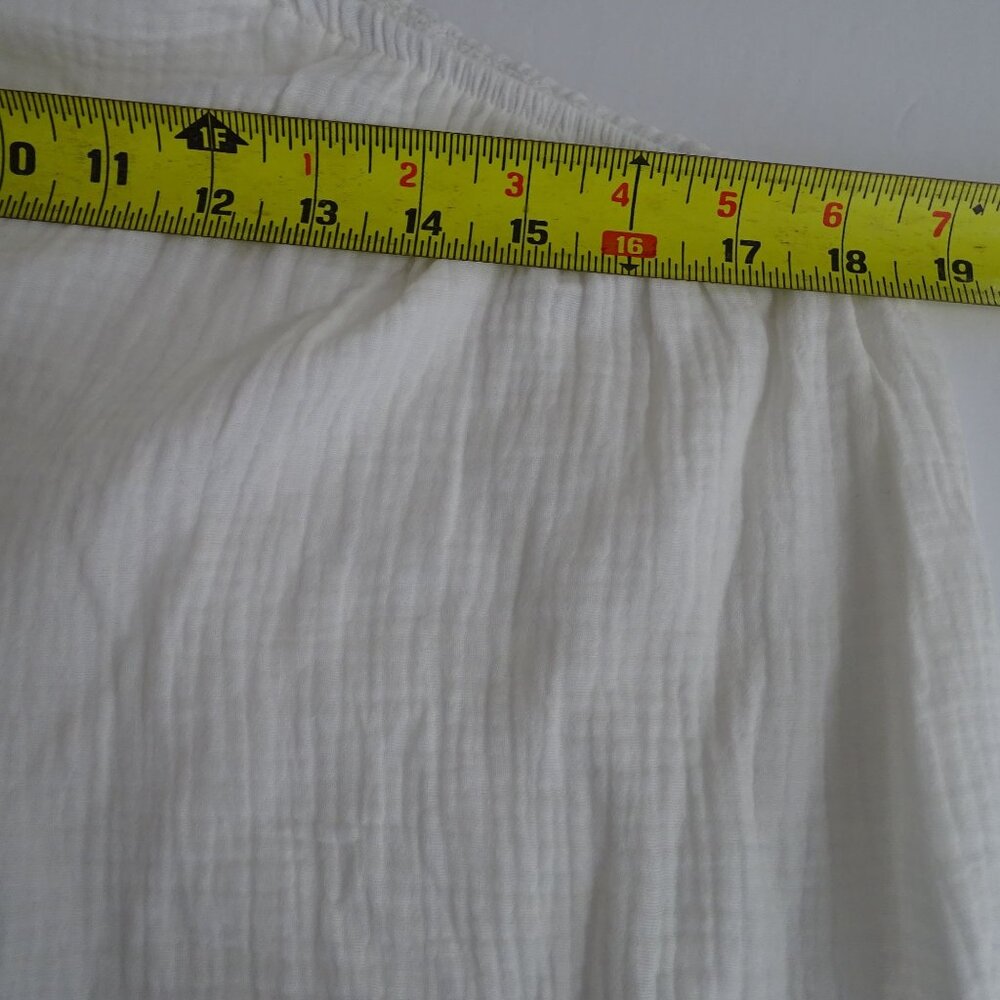 Shein One-Shoulder White Gauze Cotton Top Women Size M US Size 6 With Bow Detail - Picture 8 of 9